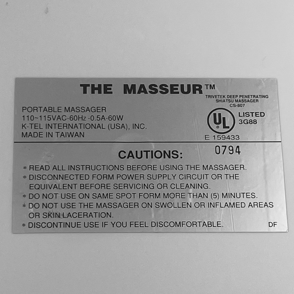 Vintage 1993 K-Tel The Masseur Deep Penetrating  Shiatsu Massager As Seen On TV - Picture 3 of 4